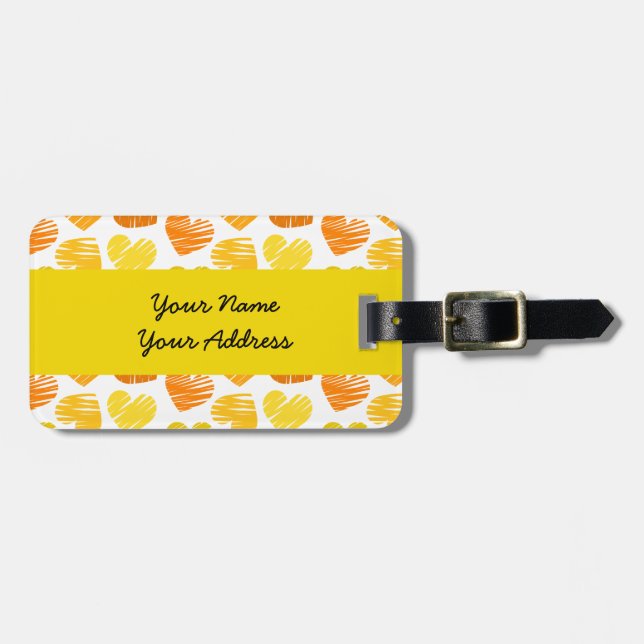 Yellow orange white hearts Luggage Tag (Front Horizontal)