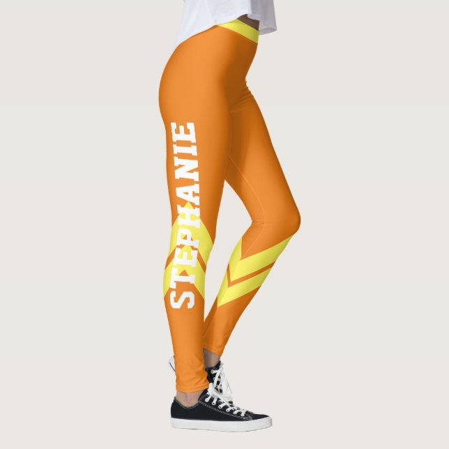 Yellow Orange & White Modern Chic Leggings (Right)