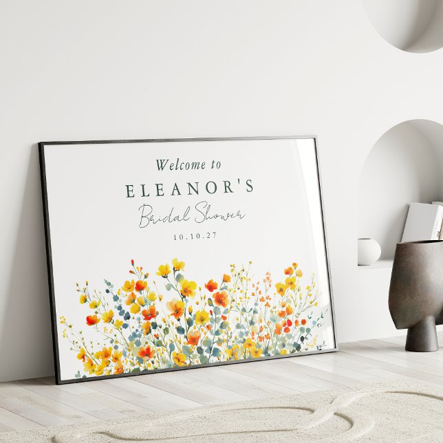 Yellow Orange Wildflowers Bridal Shower Welcome  Poster (Creator Uploaded)
