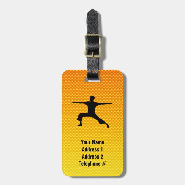 Yellow Orange Yoga Luggage Tag (Front Vertical)