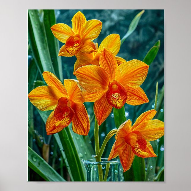Yellow orchid flower poster (Front)