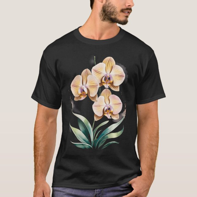 Yellow Orchid Flower T-Shirt (Front)