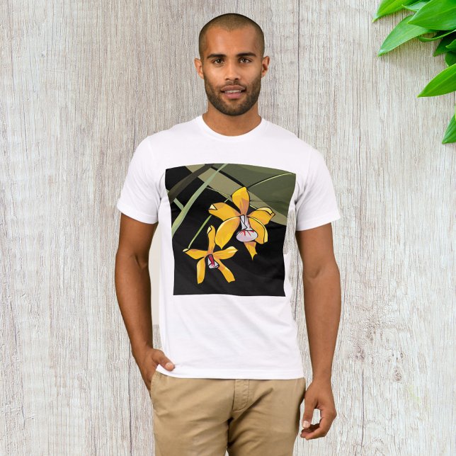 Yellow Orchid Flower Tropical Botanical T-Shirt (Creator Uploaded)