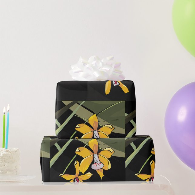 Yellow Orchid Flower Tropical Botanical Wrapping Paper (Creator Uploaded)