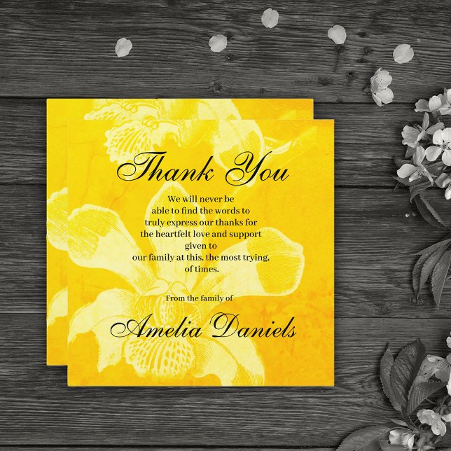 Yellow Orchid Funeral Thank You Card (Creator Uploaded)