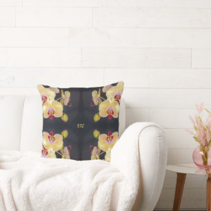 Yellow Orchid Pattern Cushion