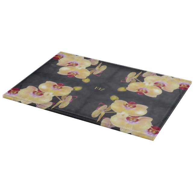 Yellow Orchid Pattern Cutting Board (Corner)