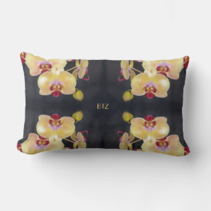 Yellow Orchid Pattern Lumbar Cushion