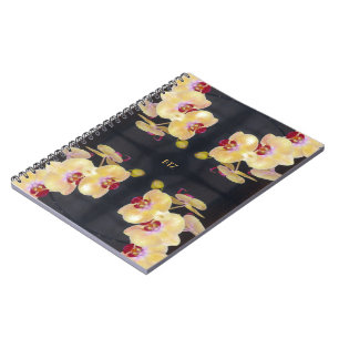 Yellow Orchid Pattern Spiral Notebook