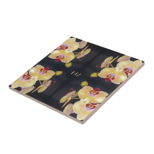 Yellow Orchid Pattern Tile (Side)