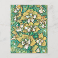 Yellow Orchid Tropical Flowers Floral Painting Art