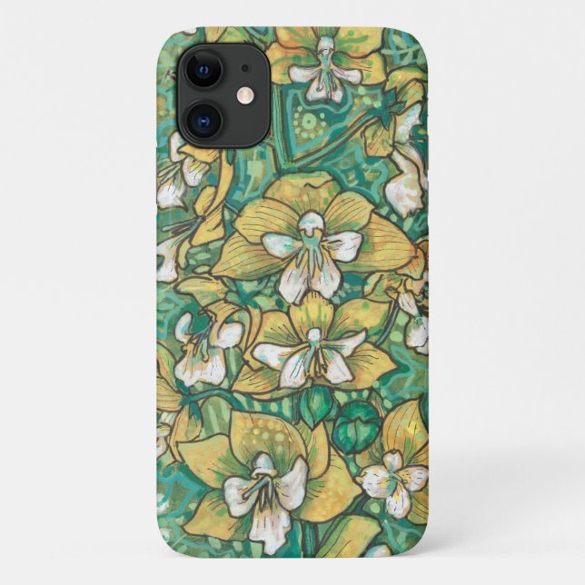 Yellow Orchid Tropical Flowers Floral Painting Case-Mate iPhone Case (Back)