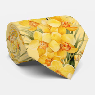 Yellow Orchids Classic Formal Floral Neck Tie