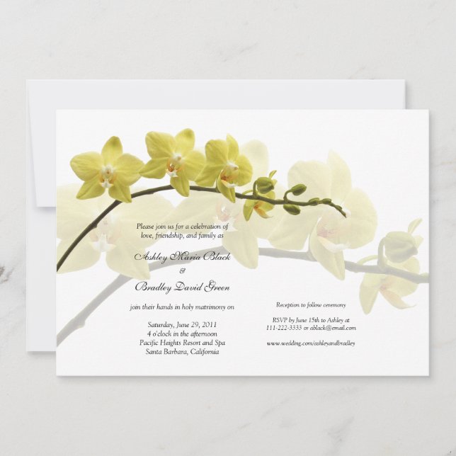Yellow Orchids Customisable Wedding Invitation (Front)
