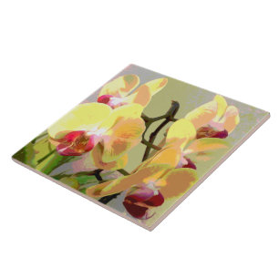 Yellow Orchids in the afternoon sun Tile