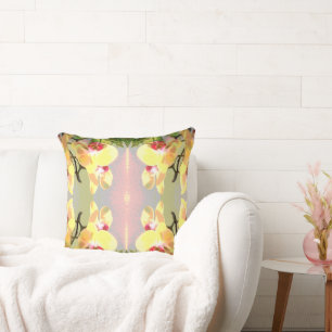 Yellow Orchids Pattern Cushion