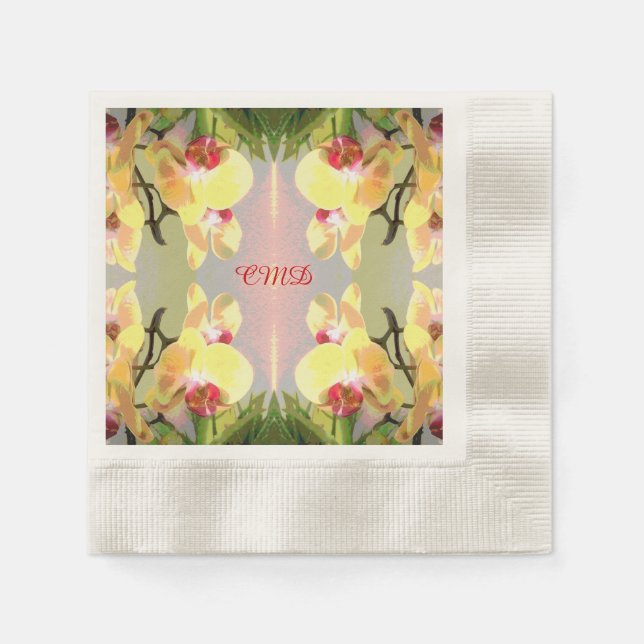 Yellow Orchids Pattern Napkin (Front)