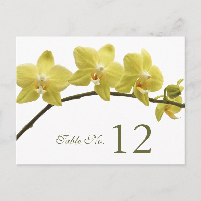 Yellow Orchids Table Number Card (Front)