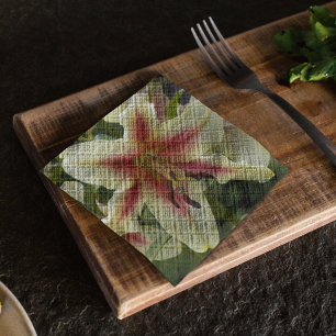 Yellow Orienpet Lily with Red Starburst Floral Napkin