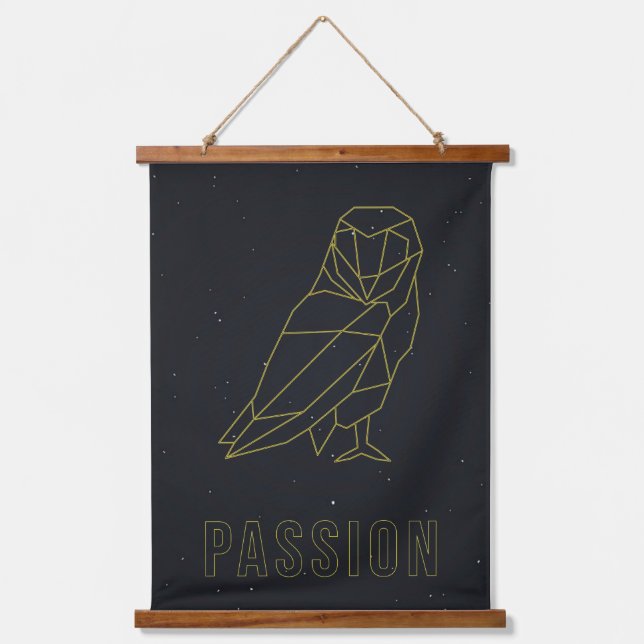 Yellow origami owl affirmation poster. passion  hanging tapestry (Front)