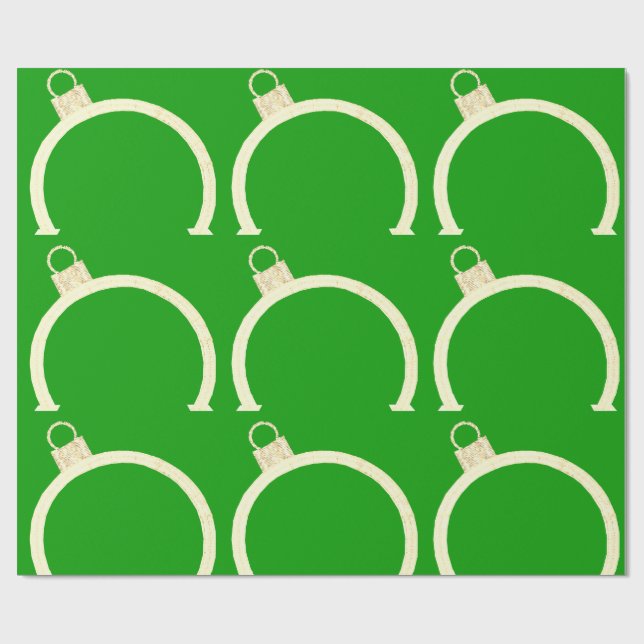 Yellow Ornament Green Wrapping Paper (Flat)