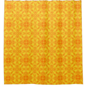 Yellow ornament shower curtain