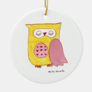 Yellow Owl Ceramic Tree Decoration