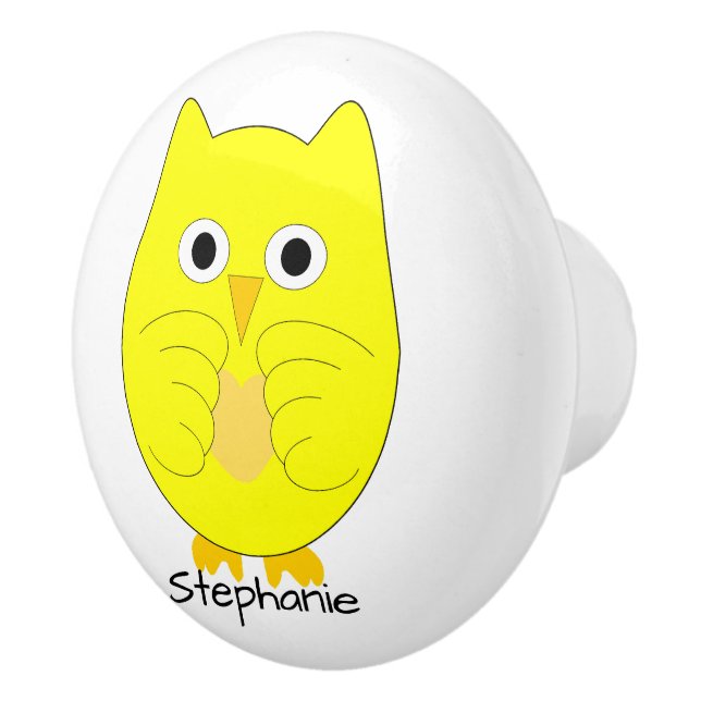 Yellow Owl Design Personalised Ceramic Knob (Right)