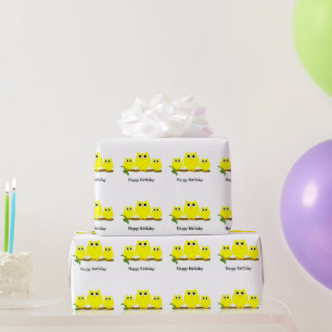 Yellow Owls Design Birthday Gift Wrapping Paper