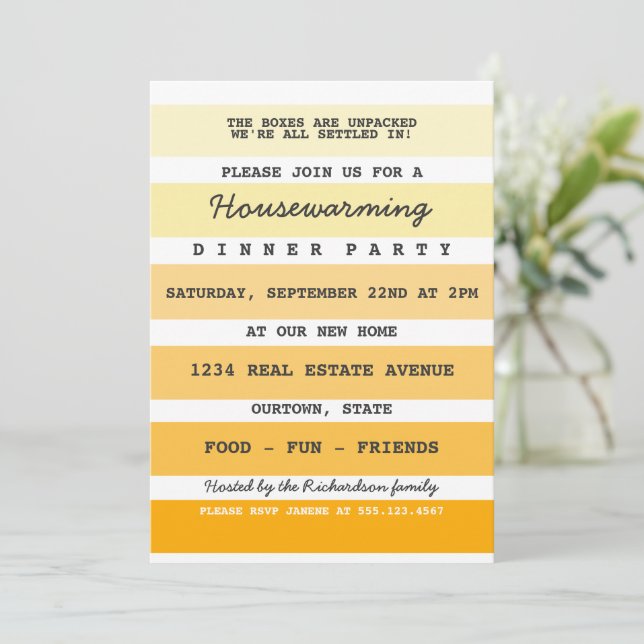 Yellow Paint Sample Housewarming Party Invitation (Standing Front)