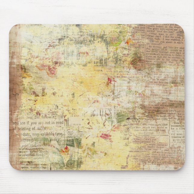yellow painted vintage newspaper mouse pad (Front)