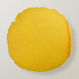 Yellow painted wall round cushion