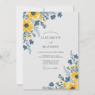 Yellow Painterly Countryside Wedding Invitation