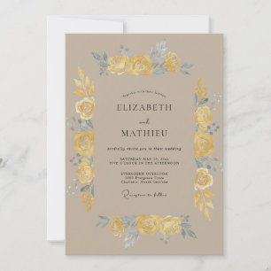 Yellow Painterly Vintage Wedding Invitation
