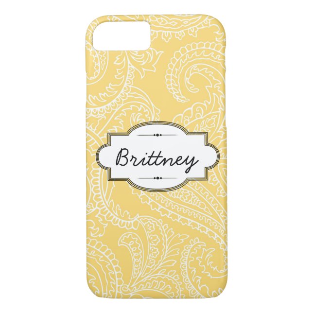 Yellow Paisley iPhone 7 Barely There Case (Back)