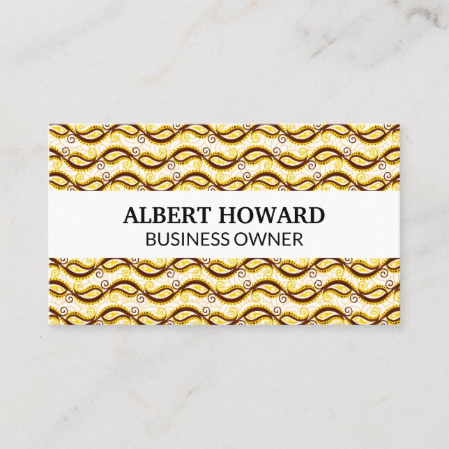 Yellow Paisley Pattern Business Card (Front)