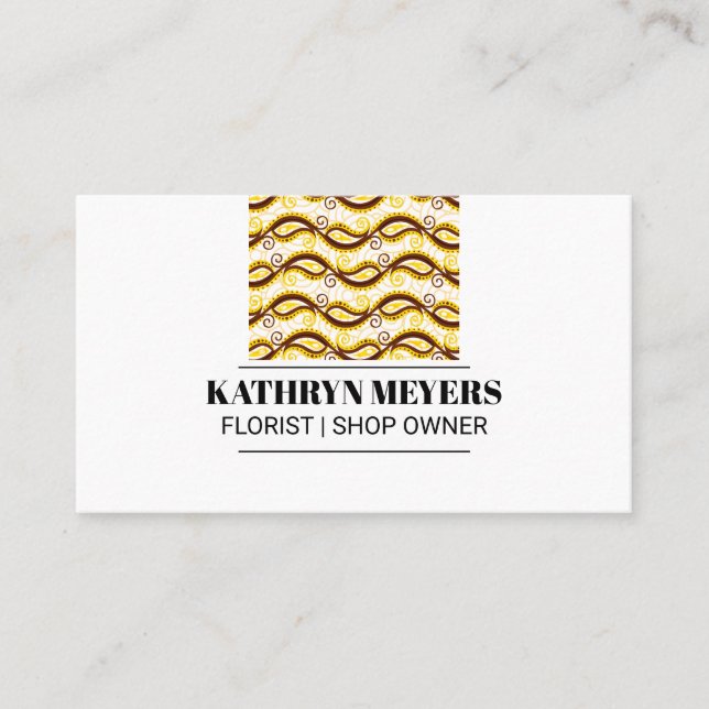 Yellow Paisley Pattern Business Card (Front)