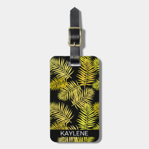 Yellow Palm Leaves Personalised Luggage Tag