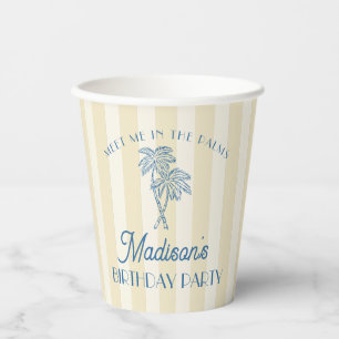 Yellow Palm Spring Pastel Beach Birthday Party Paper Cups