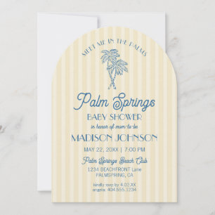 Yellow Palm Spring Pastel Beach Cabana Baby Shower Invitation