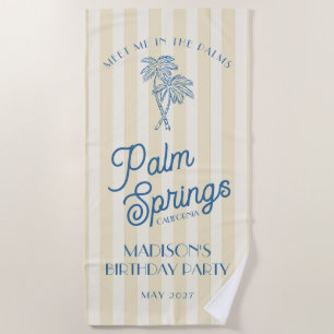 Yellow Palm Springs Pastel Beach Birthday Party Beach Towel