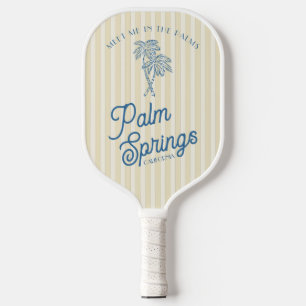 Yellow Palm Springs Pastel Beach Party Pickleball Paddle