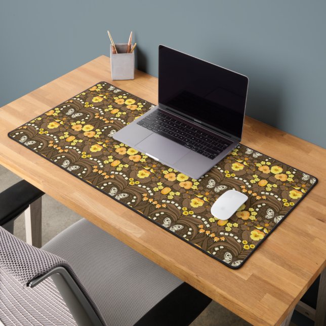 Yellow pansies, birds and butterflies desk mat (Office 2)
