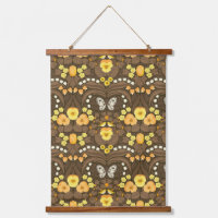 Yellow pansies, birds and butterflies
