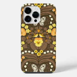 Yellow pansies, birds and butterflies iPhone 14 pro max case