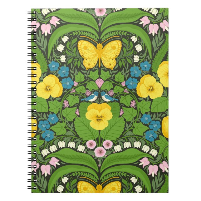 Yellow pansies, birds and butterflies notebook (Front)
