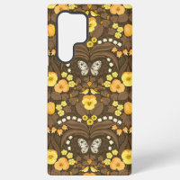 Yellow pansies, birds and butterflies