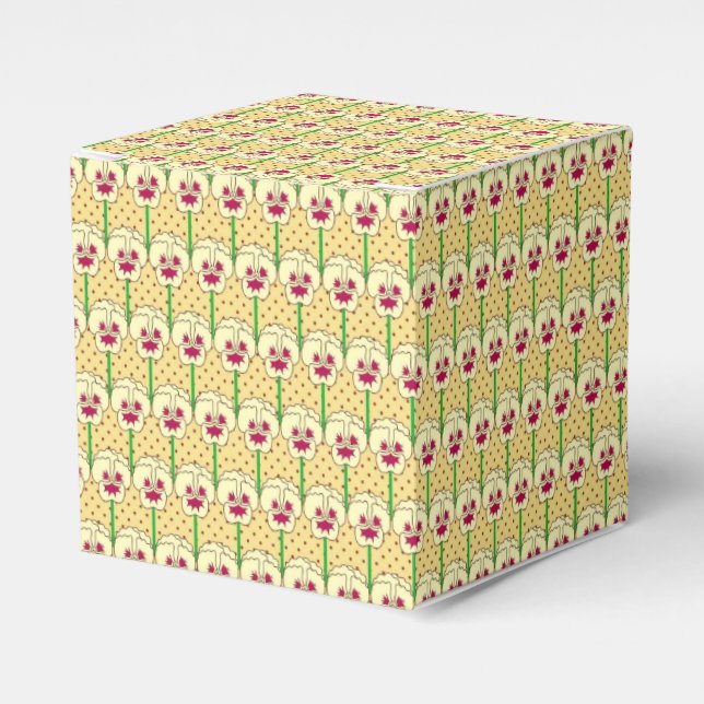 Yellow pansies - retro wallpaper pattern favour box (Front Side)