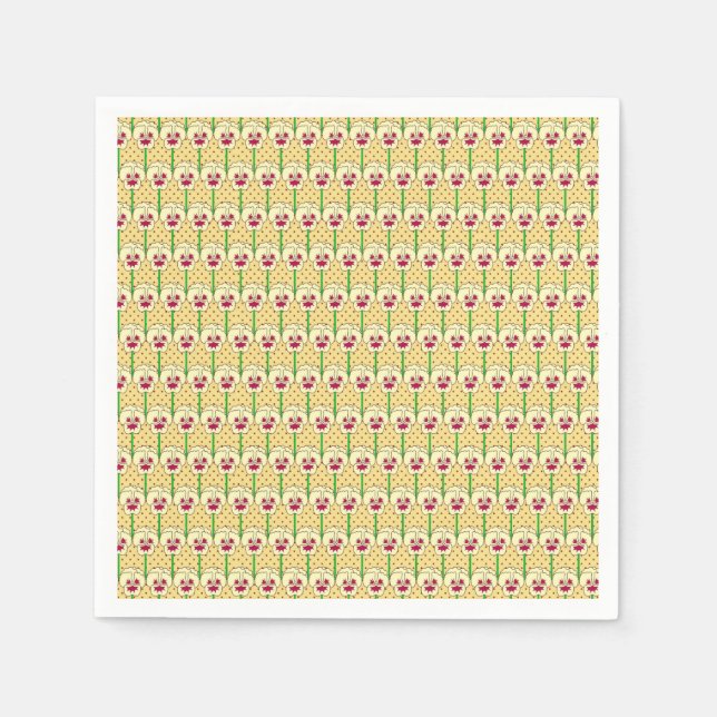 Yellow pansies - retro wallpaper pattern napkin (Front)