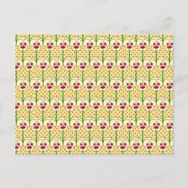 Yellow pansies - retro wallpaper pattern postcard (Front)